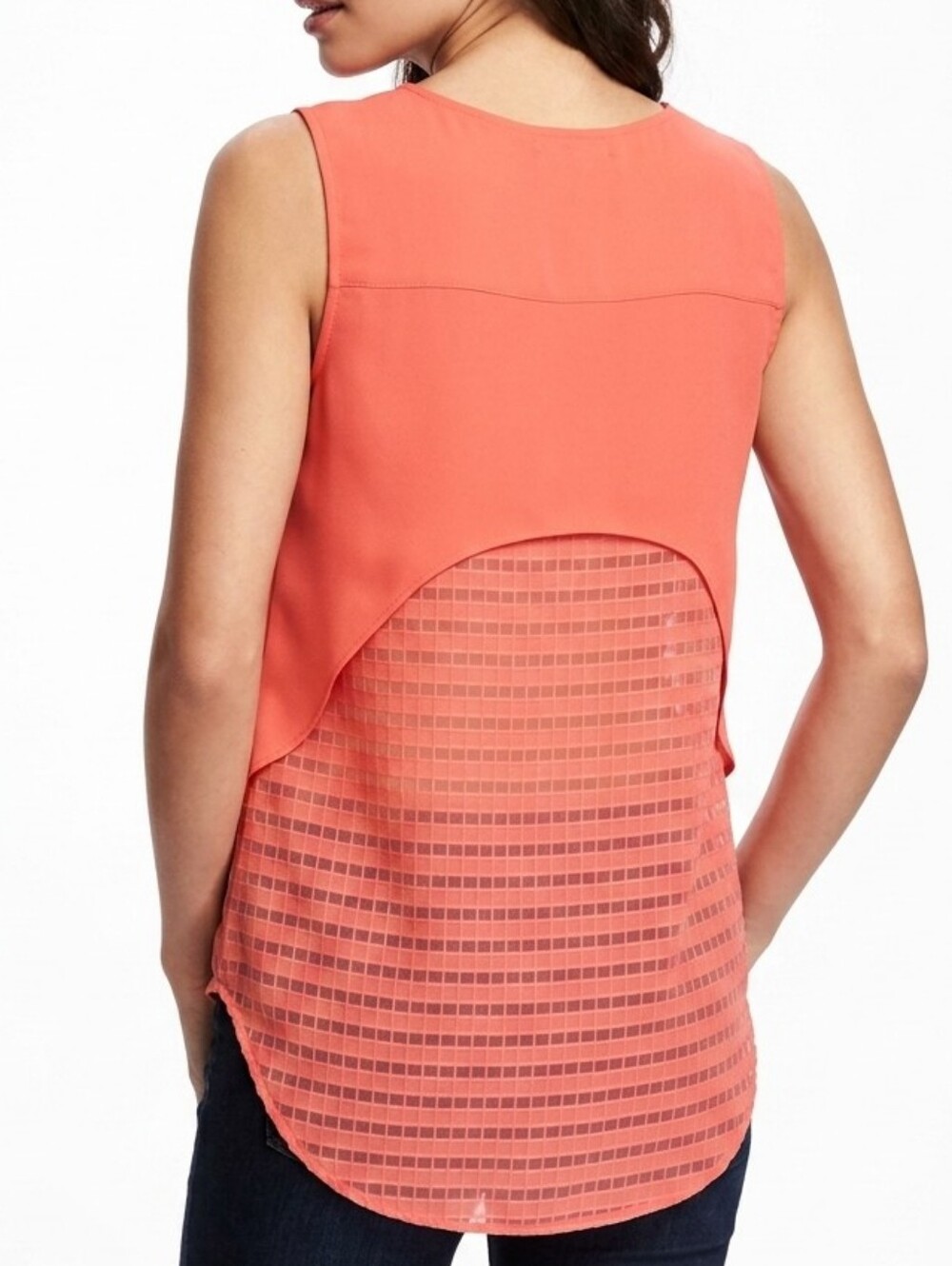Orange mesh v-neck layer tank tangerine OST
